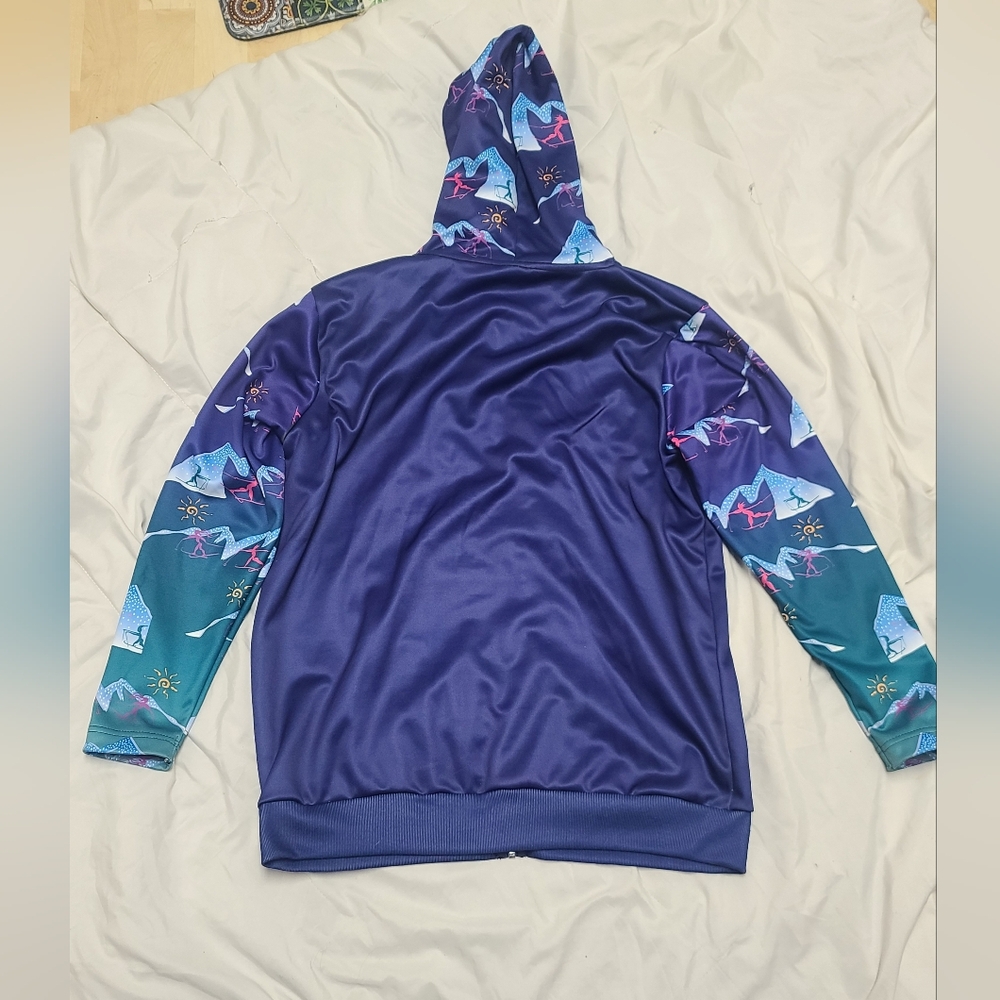 Women's Ski For Women Blue and Multicolor Zip Hoodie, Medium, Made In USA - Picture 2 of 9